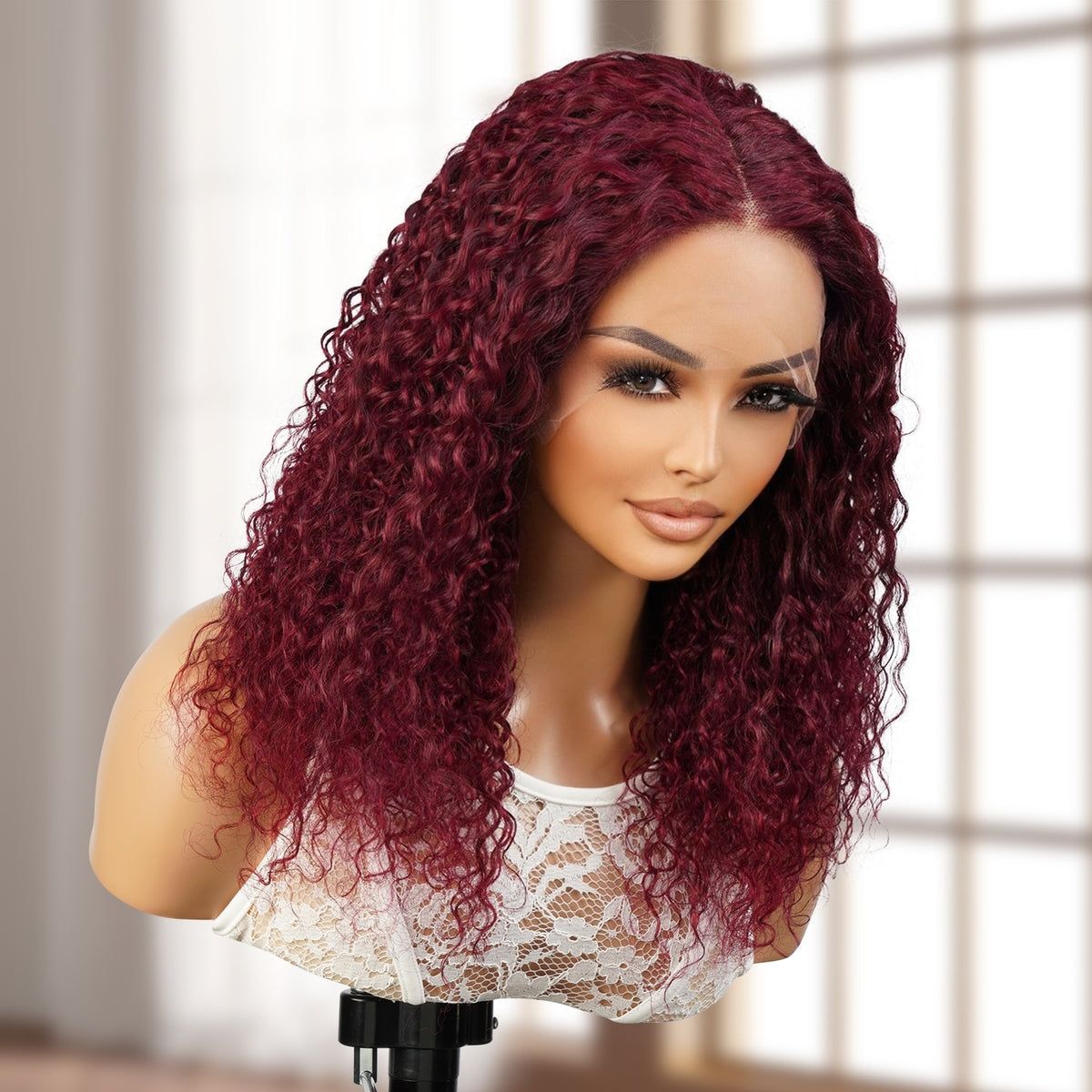 The T part wig is quite versatile and you can style it in as many ways as people do with a lace front wig, It’s wearable right out the box, Most classic reddish color for any occasion, Best vacation hair style, Pre-colored in redwine burgundy, Low maintenance hairstyle