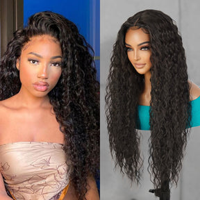  Introducing our gorgeous 30-inch long Bohemian curl Swiss lace front wig! Made with high-quality heat-resistant synthetic fibers, this wig features a middle center part for a natural-looking hairline. Designed for black fashion women, the curly wavy style adds volume and dimension to your hair. With adjustable straps for a secure fit, this versatile wig is a must-have for style enthusiasts. Shop now for ultimate style and versatility!