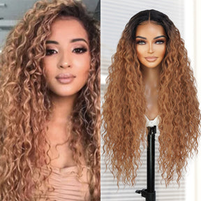 Introducing our gorgeous 30-inch long Bohemian curl Swiss lace front wig! Made with high-quality heat-resistant synthetic fibers, this wig features a middle center part for a natural-looking hairline. Designed for black fashion women, the curly wavy style adds volume and dimension to your hair. With adjustable straps for a secure fit, this versatile wig is a must-have for style enthusiasts. Shop now for ultimate style and versatility!