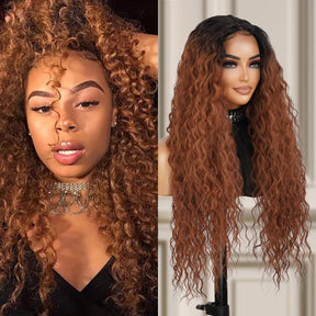  Introducing our gorgeous 30-inch long Bohemian curl Swiss lace front wig! Made with high-quality heat-resistant synthetic fibers, this wig features a middle center part for a natural-looking hairline. Designed for black fashion women, the curly wavy style adds volume and dimension to your hair. With adjustable straps for a secure fit, this versatile wig is a must-have for style enthusiasts. Shop now for ultimate style and versatility!