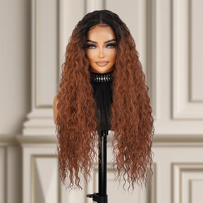  Introducing our gorgeous 30-inch long Bohemian curl Swiss lace front wig! Made with high-quality heat-resistant synthetic fibers, this wig features a middle center part for a natural-looking hairline. Designed for black fashion women, the curly wavy style adds volume and dimension to your hair. With adjustable straps for a secure fit, this versatile wig is a must-have for style enthusiasts. Shop now for ultimate style and versatility!