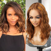 150% Density Body Wave T-Part Transparent Lace Front Human Hair Wigs, It's already colored by professional to prevent and minimize any damages to your precious wigs, Pre-bleached and Pre-colored with Balayage Highlight 4/27 by expert, Colored wig for the fall season