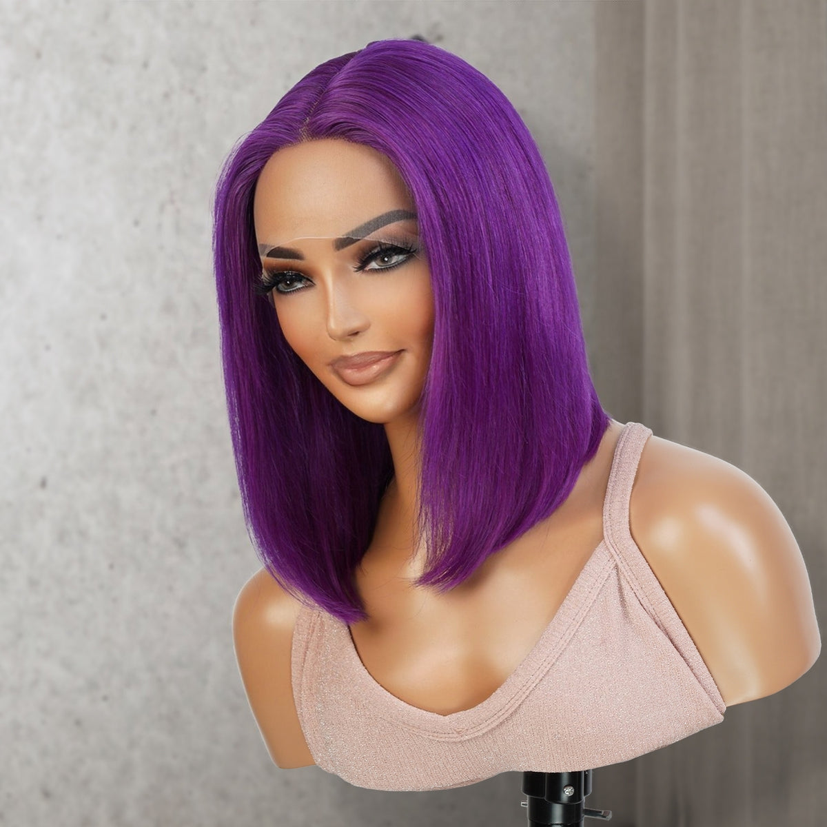 Virgin Brazilian Remy Human Hair HD Lace Front Wig 13X5 T-Part Purple Bob