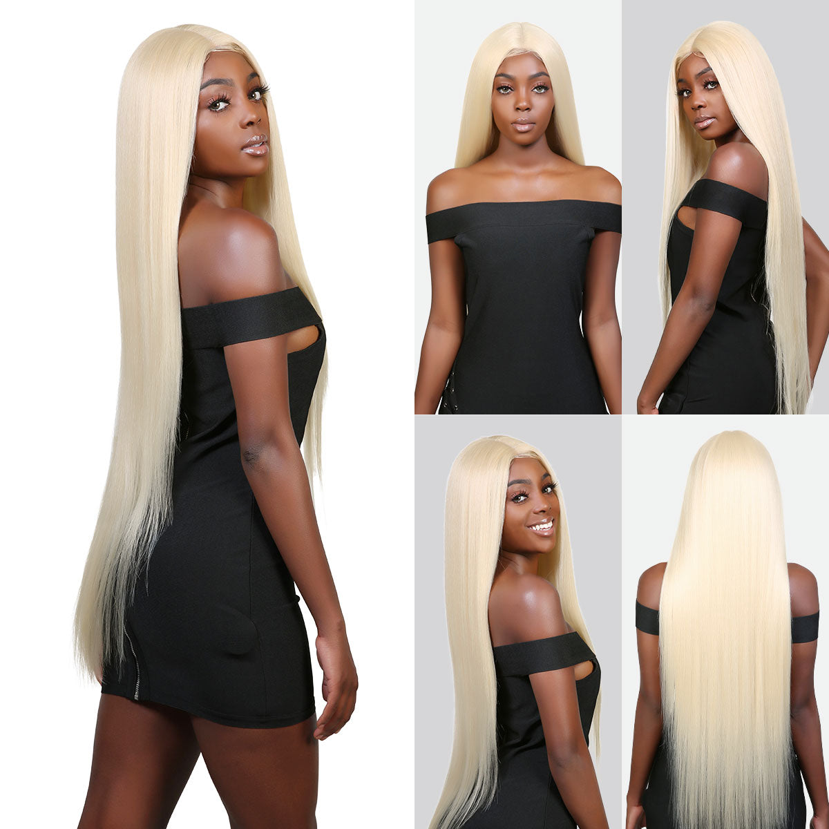 Introducing our stunning 36-inch waist-length straight Swiss lace front wig! Made with heat-resistant synthetic fibers, this wig offers a natural-looking hairline with a 4.5" deep middle center part design, perfect for black women. The soft Swiss lace front ensures comfort and security, while adjustable straps allow for a customizable fit. Elevate your style and enhance your beauty effortlessly with this must-have wig. Shop now for ultimate style and versatility!
