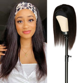 Human Hair, Headband Wig, Glueless, Straight, layered straight