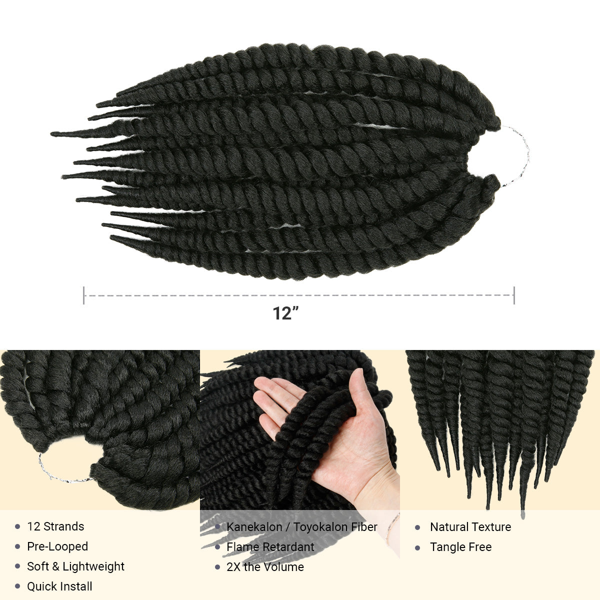 Authentic Crochet Braids Pre-Looped 6X Value Pack Double Jumbo Senegalese Twist 12"