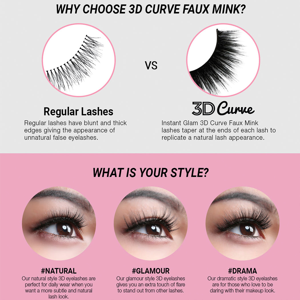 Instant Fab 3D Curve Faux Mink Eyelashes (Drama)