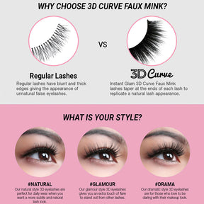 Instant Fab 3D Curve Faux Mink Eyelashes (Drama)