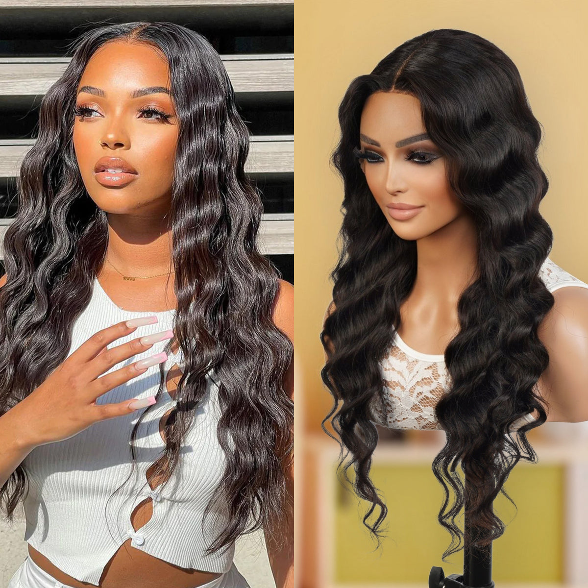 100% Virgin Remi Human Hair HD Transparent T-Part Lace Wig Ocean Wave 26"