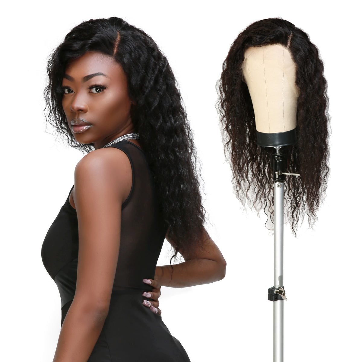 Human Hair, Lace Wig, 13x4, Frontal, Free Part, Deep Wave, Wet & Wavy, 20"