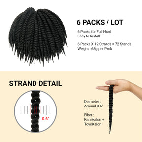 Authentic Crochet Braids Pre-Looped 6X Value Pack Double Jumbo Senegalese Twist 12"