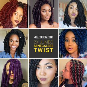 Authentic Crochet Braids Pre-Looped 6X Value Pack Double Jumbo Senegalese Twist 12"