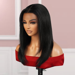 Brazilian Virgin Remi Human Hair 100% Hand Tied Full Lace 360 Lace Frontal Wig Straight 16"