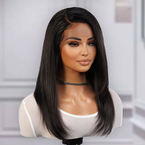 Brazilian Virgin Remi Human Hair 100% Hand Tied Full Lace 360 Lace Frontal Wig Straight 16"