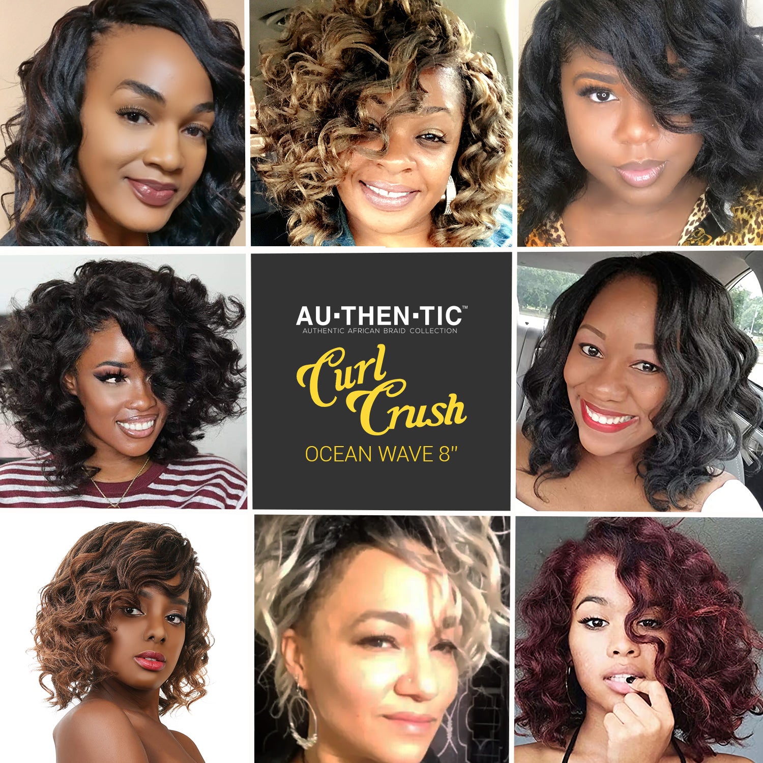 Authentic Curl Crush Synthetic Hair Crochet Braids 8X Value Pack Ocean Wave 8"