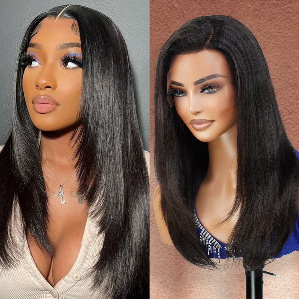100% Virgin Remi Human Hair Lace Wig 360 Lace Frontal Wig Natural Straight 18"