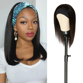 Human Hair, Headband Wig, Glueless, Straight, layered straight