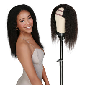 Human Hair, U part, Wig, Leave Out, Glueless, Bob, Kinky Straight, Natural Texture