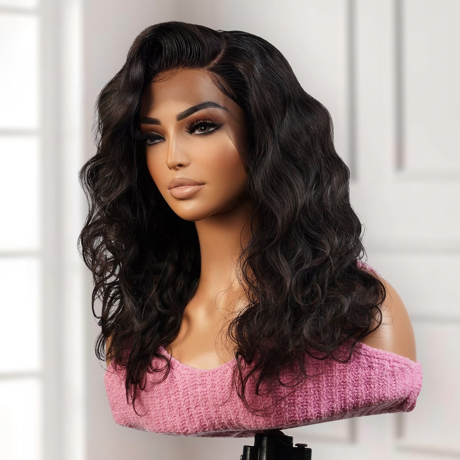 Brazilian Virgin Remi Human Hair 100% Hand Tied Full Lace 360 Lace Frontal Wig Body Wave 16"