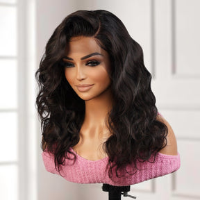 Brazilian Virgin Remi Human Hair 100% Hand Tied Full Lace 360 Lace Frontal Wig Body Wave 16"