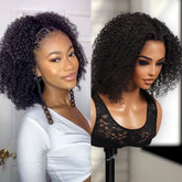 100% Brazilian Remi Virgin Human Hair HD Lace Frontal Wig Kinky Curl 8"