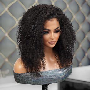 100% Brazilian Remi Virgin Human Hair HD Lace Frontal Wig Kinky Curl 10"