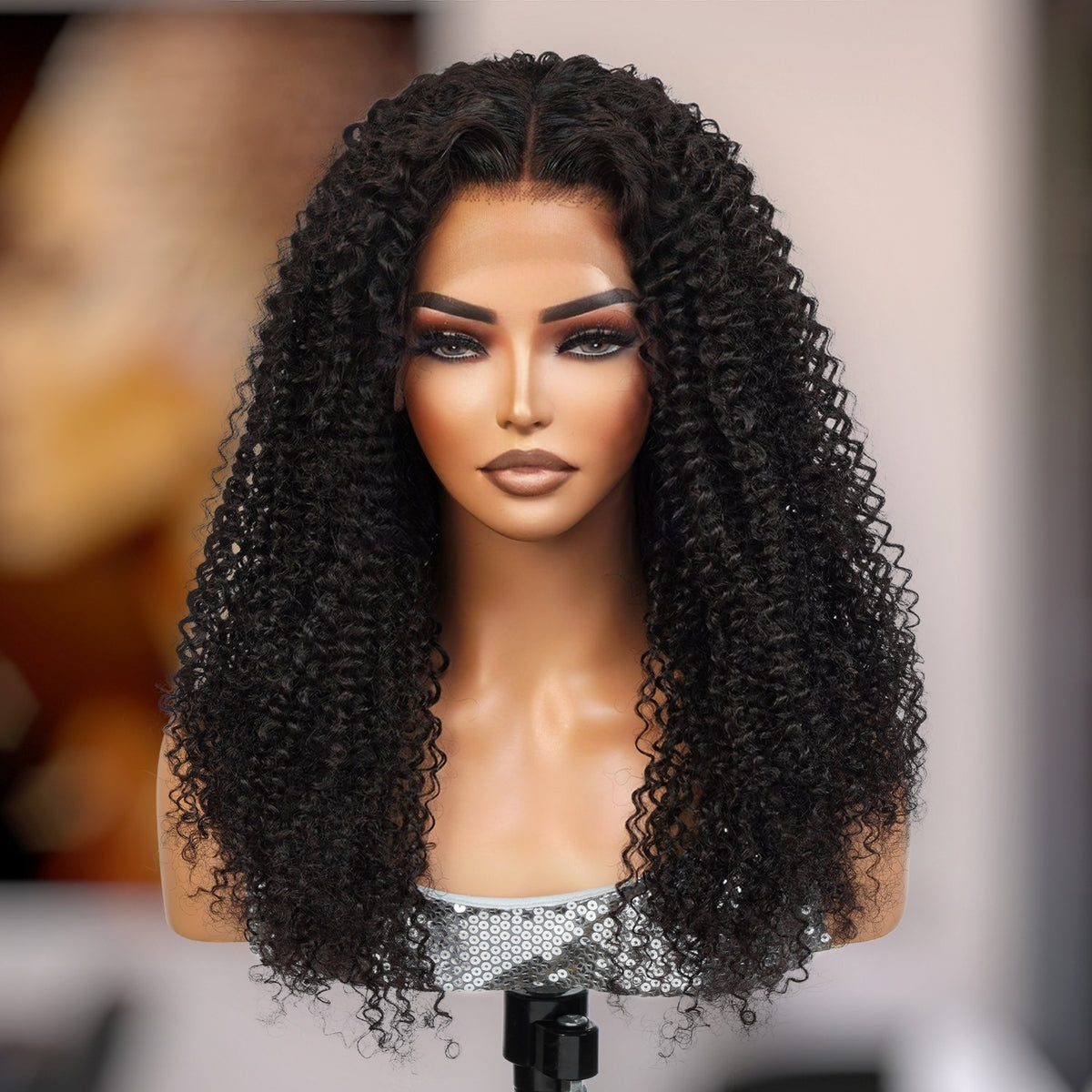 100% Brazilian Remi Virgin Human Hair HD Lace Frontal Wig Kinky Curl 18"