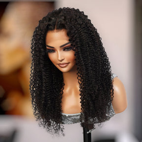 100% Brazilian Remi Virgin Human Hair HD Lace Frontal Wig Kinky Curl 18"