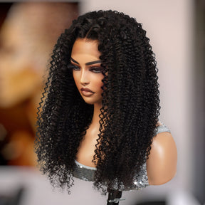 100% Brazilian Remi Virgin Human Hair HD Lace Frontal Wig Kinky Curl 18"