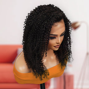 100% Brazilian Remi Virgin Human Hair HD Lace Frontal Wig Kinky Curl 14"