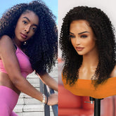 100% Brazilian Remi Virgin Human Hair HD Lace Frontal Wig Kinky Curl 14"