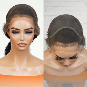 100% Brazilian Remi Virgin Human Hair HD Lace Frontal Wig Kinky Curl 8"