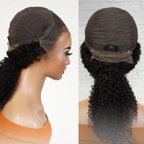100% Brazilian Remi Virgin Human Hair HD Lace Frontal Wig Kinky Curl 8"
