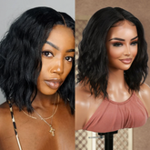 Introducing our gorgeous loose deep wave layered bob wig! Made with heat-resistant synthetic fibers, this wig features a middle part Swiss lace front for a natural-looking hairline. With a 12-inch length and curly wavy style, it adds volume and dimension to your hair. The layered bob cut adds a trendy touch. Perfect for black women, this easy-to-wear and style wig is a must-have. Shop now for ultimate style and versatility!