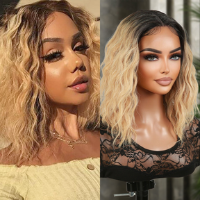 Introducing our gorgeous loose deep wave layered bob wig! Made with heat-resistant synthetic fibers, this wig features a middle part Swiss lace front for a natural-looking hairline. With a 12-inch length and curly wavy style, it adds volume and dimension to your hair. The layered bob cut adds a trendy touch. Perfect for black women, this easy-to-wear and style wig is a must-have. Shop now for ultimate style and versatility!