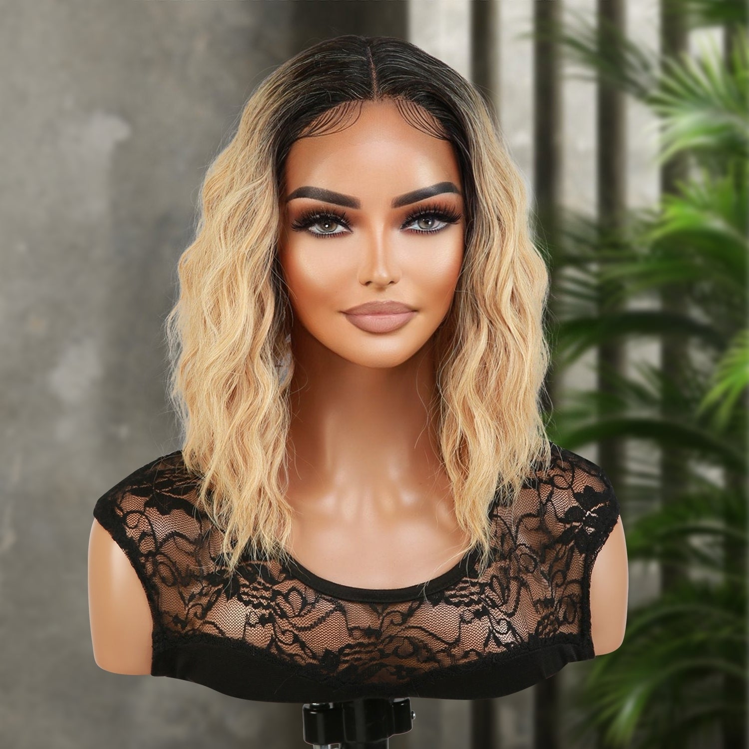 Introducing our gorgeous loose deep wave layered bob wig! Made with heat-resistant synthetic fibers, this wig features a middle part Swiss lace front for a natural-looking hairline. With a 12-inch length and curly wavy style, it adds volume and dimension to your hair. The layered bob cut adds a trendy touch. Perfect for black women, this easy-to-wear and style wig is a must-have. Shop now for ultimate style and versatility!