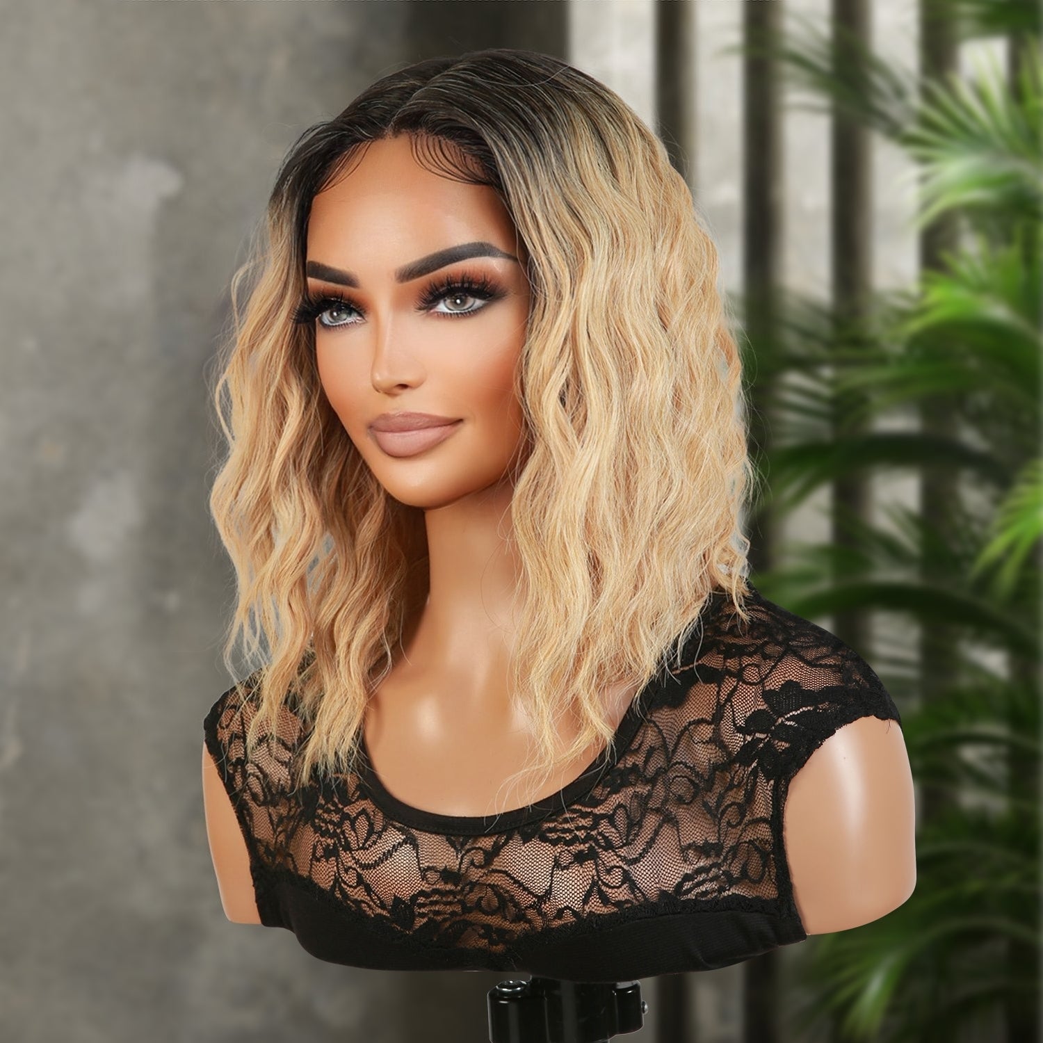 Introducing our gorgeous loose deep wave layered bob wig! Made with heat-resistant synthetic fibers, this wig features a middle part Swiss lace front for a natural-looking hairline. With a 12-inch length and curly wavy style, it adds volume and dimension to your hair. The layered bob cut adds a trendy touch. Perfect for black women, this easy-to-wear and style wig is a must-have. Shop now for ultimate style and versatility!