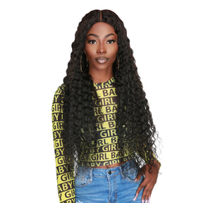 Deep part lace wig makes a versatile hair fashion without any tension and worries about your natural hair, 150% Density Transparent Lace Wig made with Virgin Human hair, Deep wave hairstyle which is the best summer vacation wigs, Natural color wig, Pre Plucked with Baby Hair, Low maintenance hairstyle