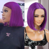 Virgin Brazilian Remy Human Hair HD Lace Front Wig 13X5 T-Part Purple Bob
