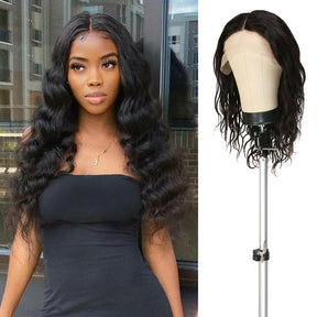 Cheap human hair wig at AliHairs, Deep Center Part HD Transparent Lace Front Wigs, Unprocessed Virgin Human hair, Most popular wavy style, Natural color wig, Best wavy wig on tiktok, You will enjoy a chic voluminous vibes that gives you the flawless look.
