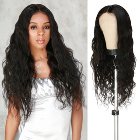 Cheap human hair wig at AliHairs, Deep Center Part HD Transparent Lace Front Wigs, Unprocessed Virgin Human hair, Most popular wavy style, Natural color wig, Best wavy wig on tiktok, You will enjoy a chic voluminous vibes that gives you the flawless look.