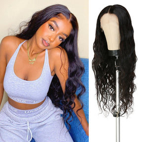 Cheap human hair wig at AliHairs, Deep Center Part HD Transparent Lace Front Wigs, Unprocessed Virgin Human hair, Most popular wavy style, Natural color wig, Best wavy wig on tiktok, You will enjoy a chic voluminous vibes that gives you the flawless look.