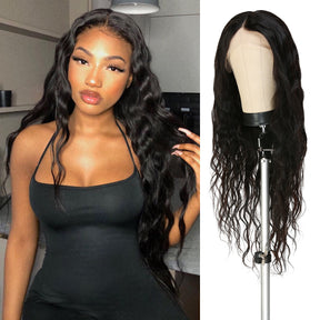 Cheap human hair wig at AliHairs, Deep Center Part HD Transparent Lace Front Wigs, Unprocessed Virgin Human hair, Most popular wavy style, Natural color wig, Best wavy wig on tiktok, You will enjoy a chic voluminous vibes that gives you the flawless look.
