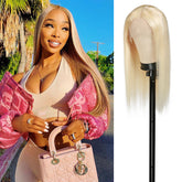 Most affordable human hair lace wig, Exclusively developed and defined lace wigs by AliHairs, Silky smooth texture, Long straight hairstyle, Pre-Plucked with Baby Hair, 613 Blonde, ash blonde, Hair is already pre-bleached and pre-customized, You can dye and perm, Flattering color and style, The wig comes ready to use.