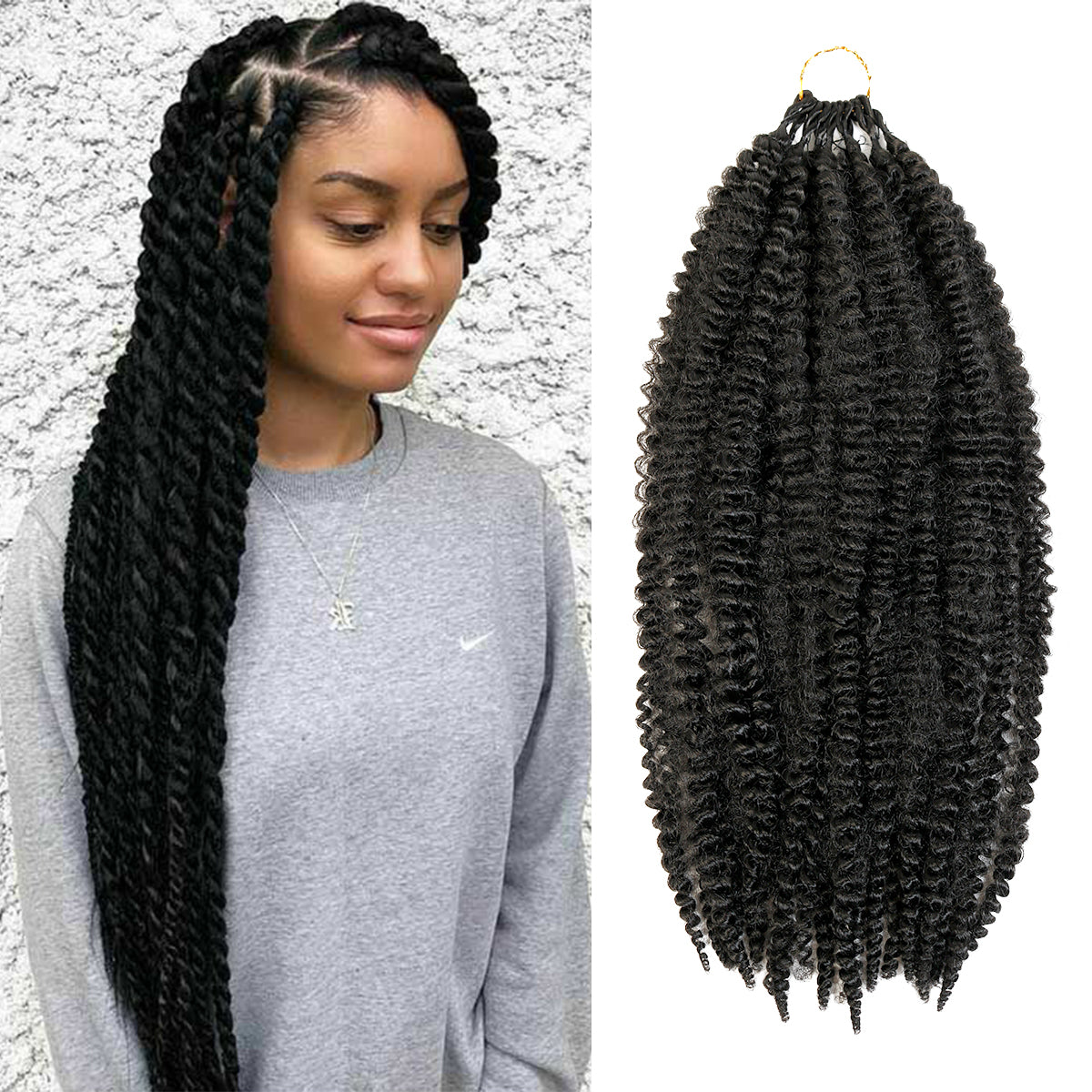 Authentic Synthetic Hair Crochet Braids Pre-Looped Afro Twist 18"