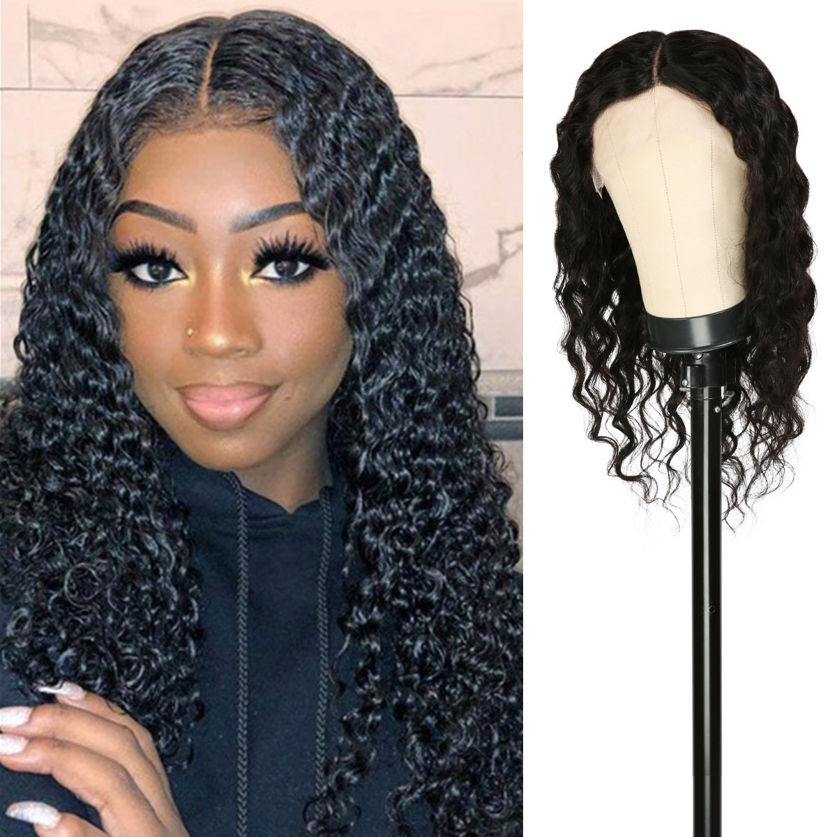 T part wig has a full front hairline area. So, this leads to a similar natural result that you would get with a more expensive lace frontal wig. 150% Density Transparent Lace Wig made with Virgin Human hair,  Pre-plucked to perfection, Best summer vacation wigs, Natural color wig, Pre-Plucked with Baby Hair, Low maintenance hairstyle. Fits All Face Shapes.