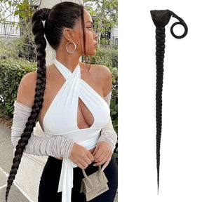 color 1B braided ponytail, high braided ponytail look