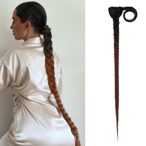 color OT30 braided ponytail, low braided ponytail look, dark root and brown end