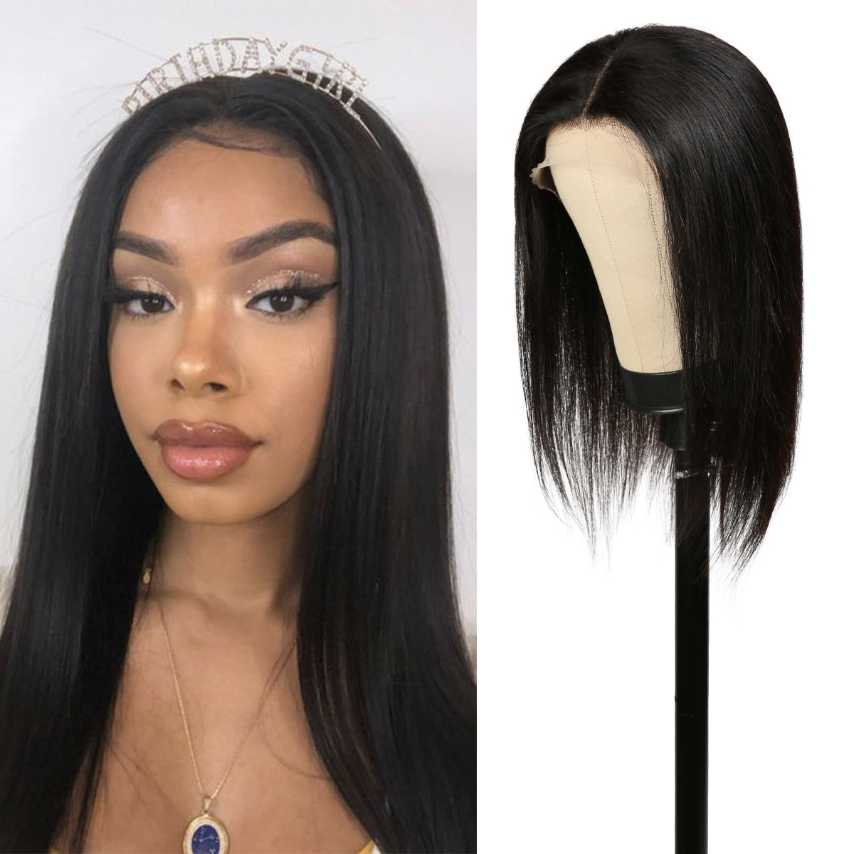 Human Hair, Lace Wig, 13x4, Frontal, Free Part, Straight, 16"