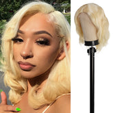Human 613 blonde wigs are high-end, bleached, It has natural hairline which can be customized, Classical body wave hairstyle with blonde color, T-Center part human hair lace front wigs, Trending tiktok viral wig, best wavy wig on tiktok, Glueless T Part Wig 613 Blonde Body Wave Lace Wigs, Pre Plucked With Baby Hair